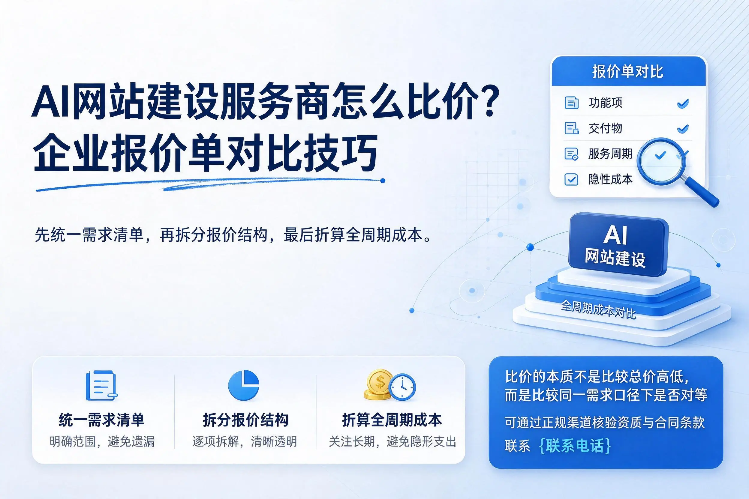 AI网站建设服务商怎么比价？铜仁企业报价单对比技巧