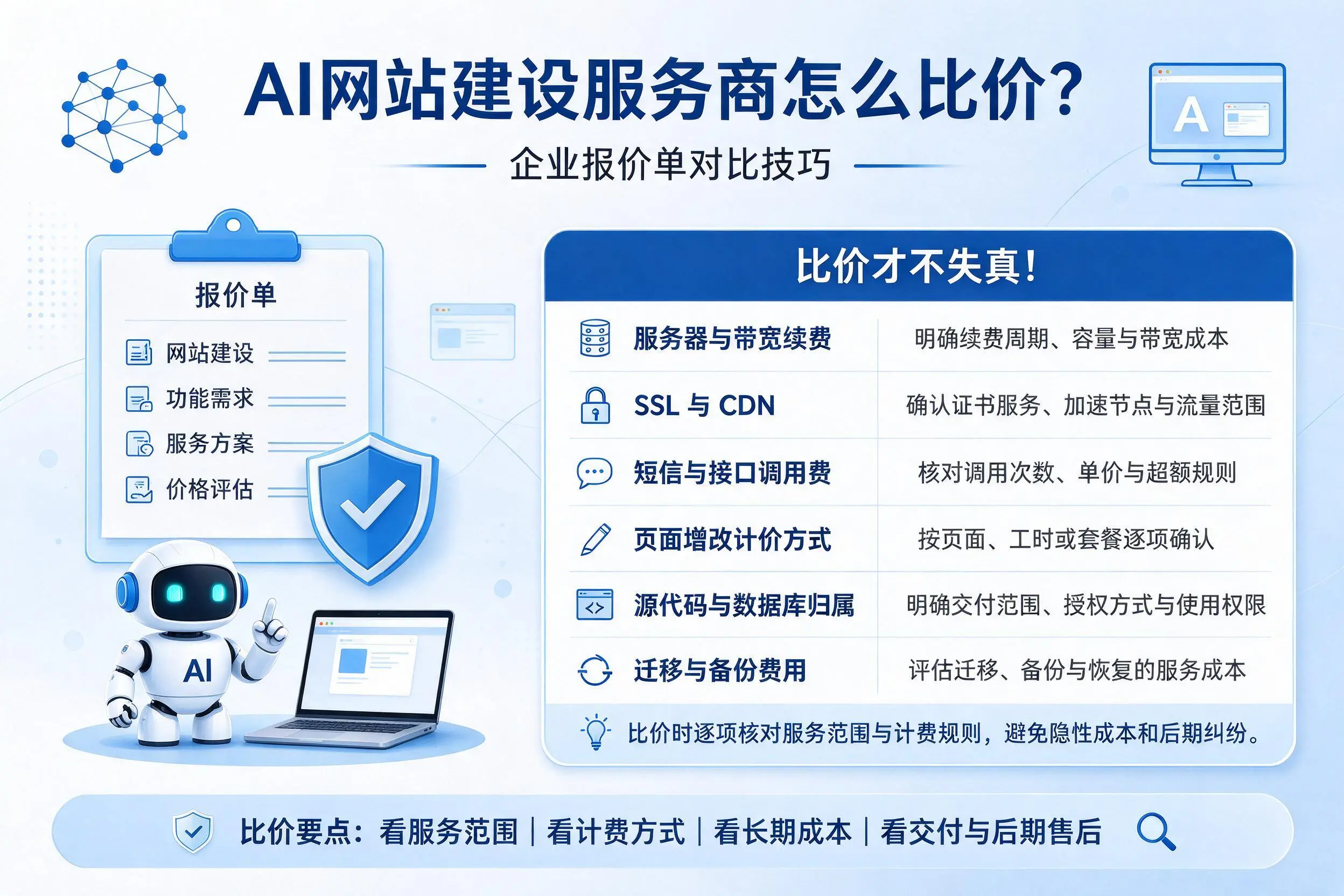 AI网站建设服务商怎么比价？铜仁企业报价单对比技巧