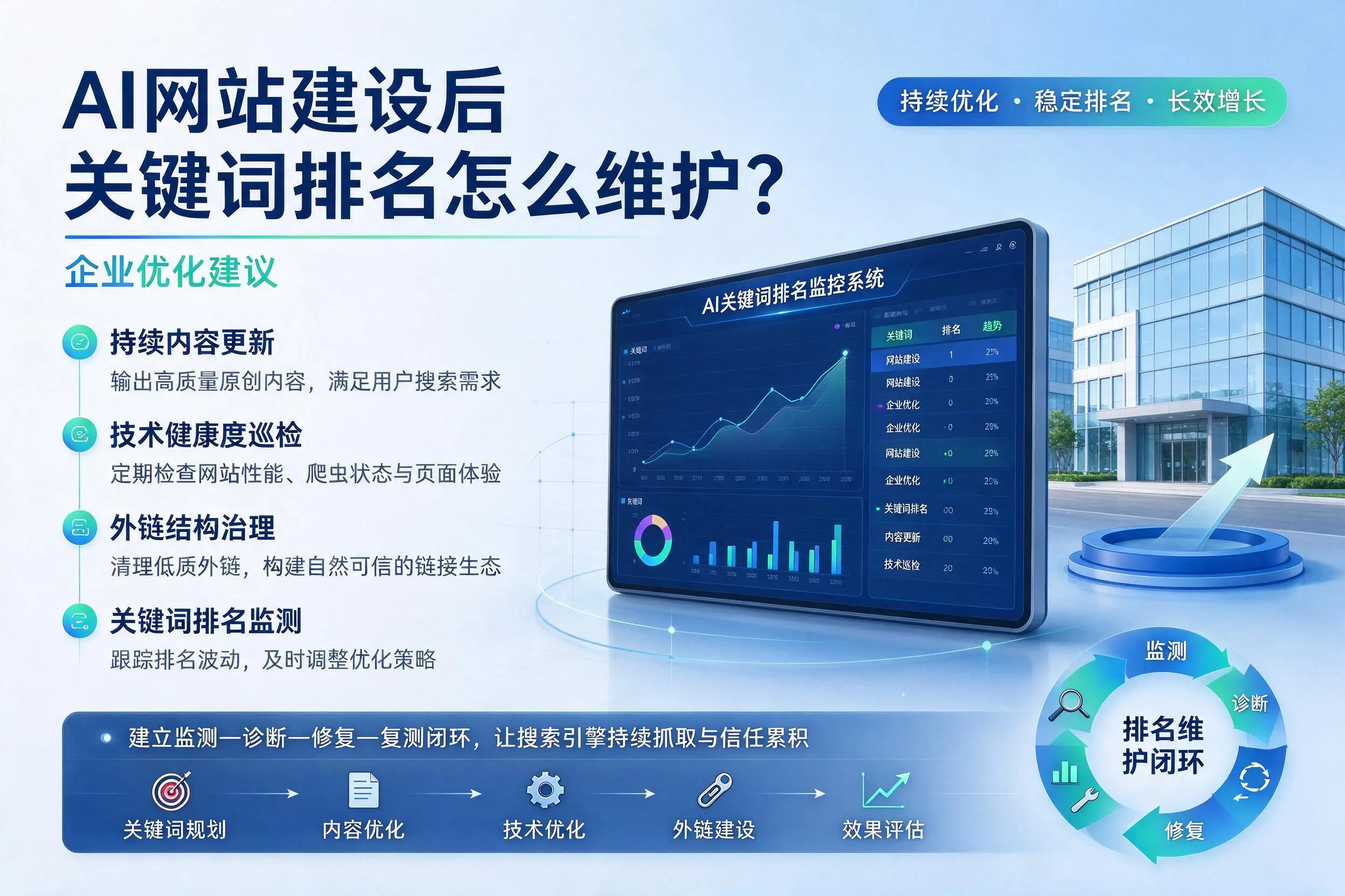 AI网站建设后关键词排名怎么维护？铜仁企业优化建议